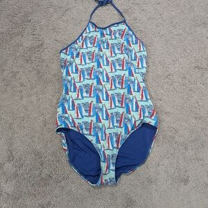 Vineyard Vines Sailboat‎ Print One Piece - Blue and Red